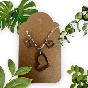 Elegant Silver Heart Necklace and earrings set